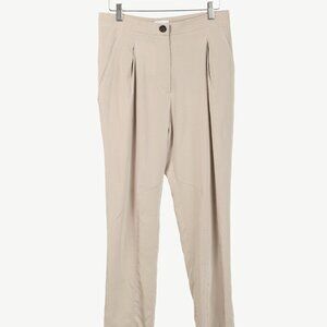 Brunello Cucinelli Taupe Silk Pleated Trousers